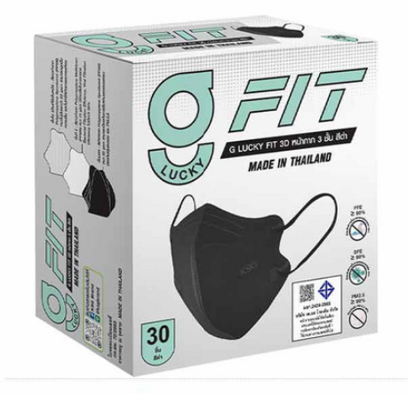 G Lucky หน้ากากอนามัย FIT สีดำ บรรจุ 30 ชิ้น (แพ็กคู่)